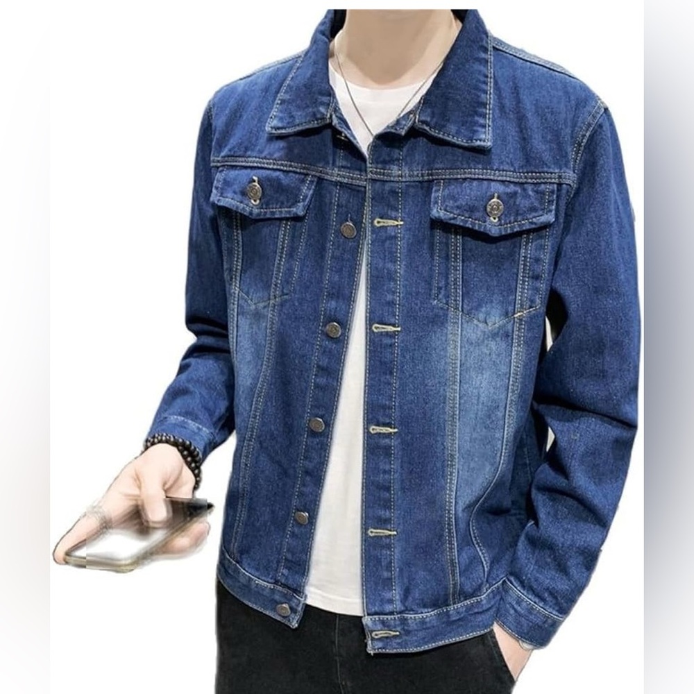 Men’s Casual Lapel Denim Jacket, Size M, NWOT